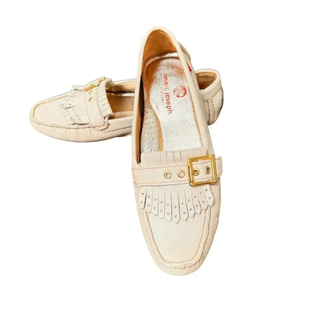 Marc Joseph‎ South St. Kilt Blush Napa Beige Leather Loafers Women’s 5.5 New